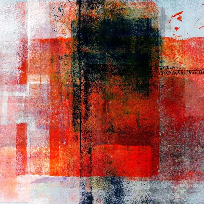 Cuadro abstracto rojo, negro y blanco