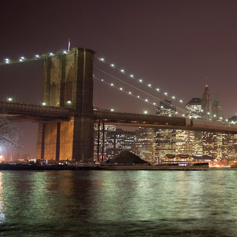 Cuadro Nueva York puente de Brooklyn por la noche