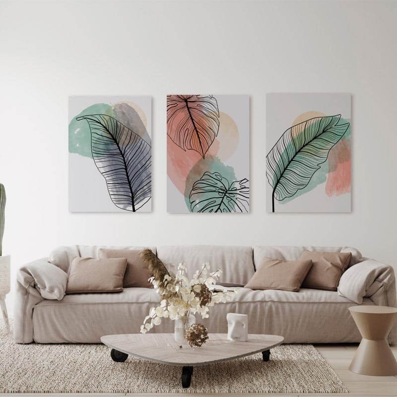 Cuadro hojas estilo tropical