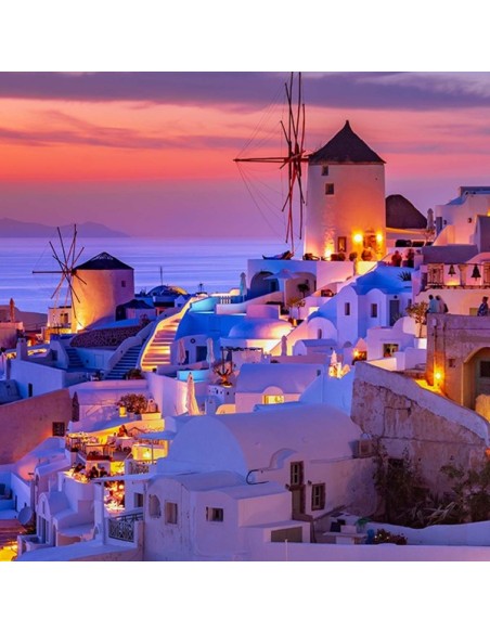 Cuadro Santorini al Anochecer
