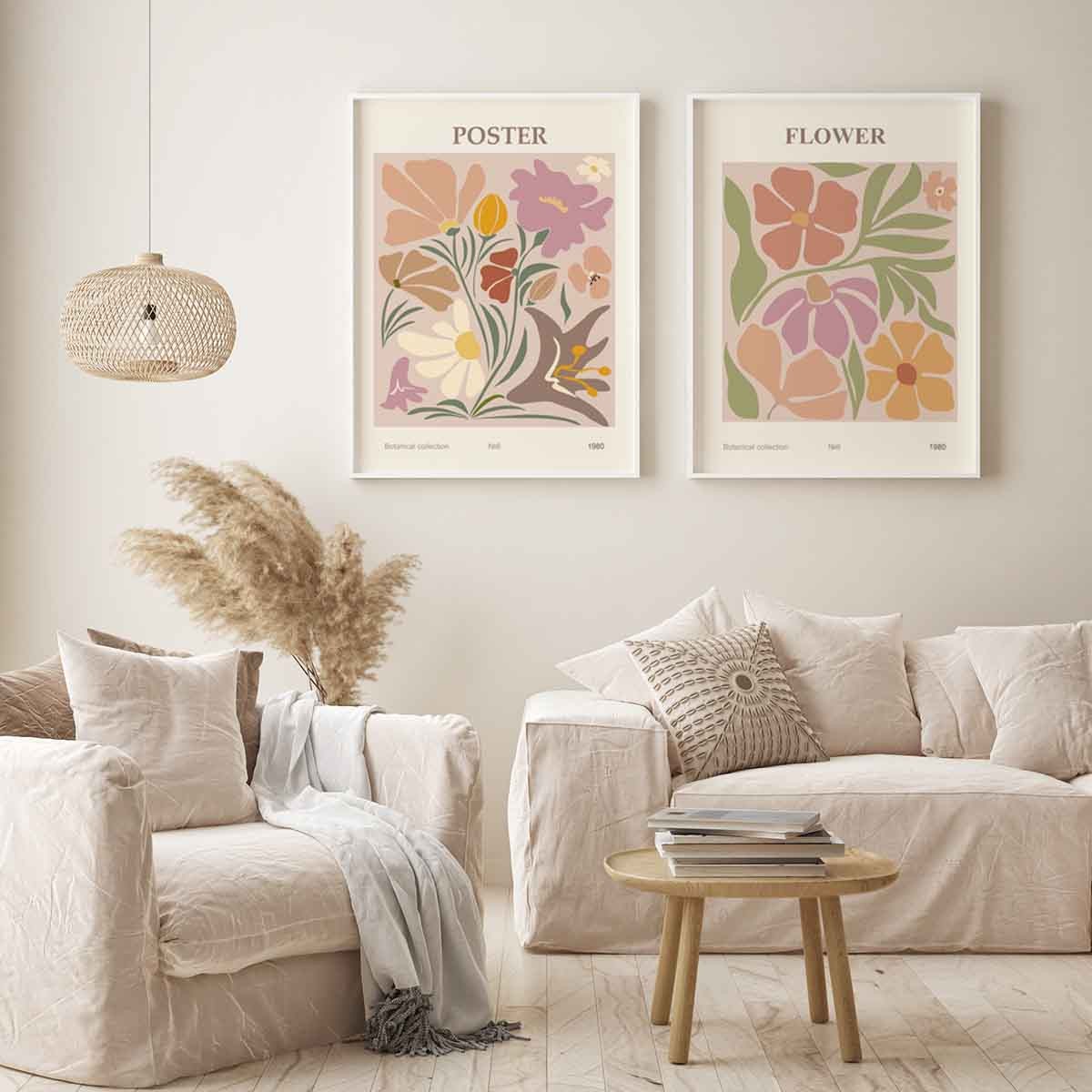 Díptico Láminas Ilustraciones Florales