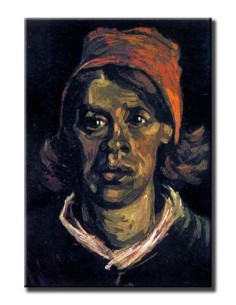 Cuadro Cabeza de campesina con sombrero Rojo de Van Gogh