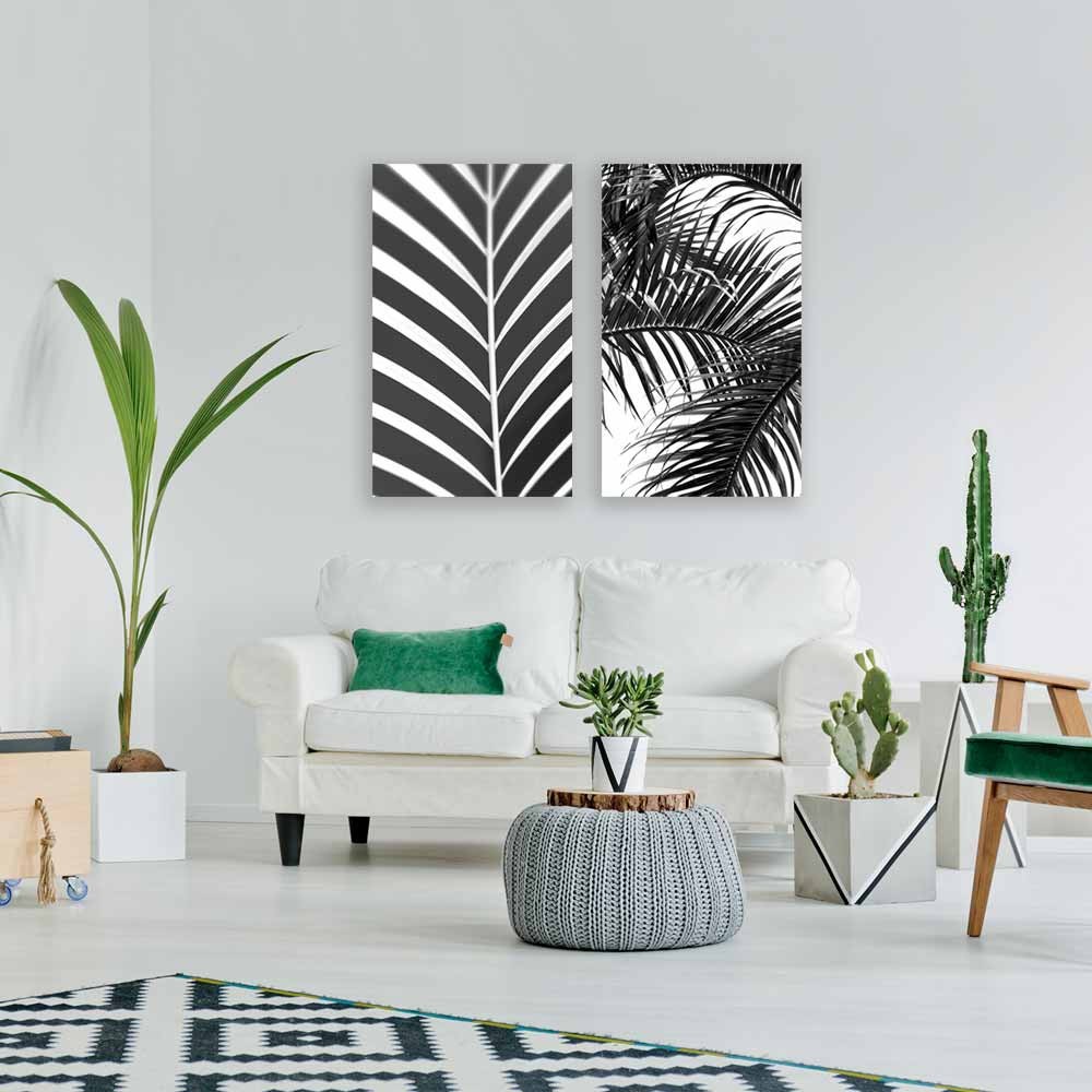 Cuadro palmeras en blanco y negro