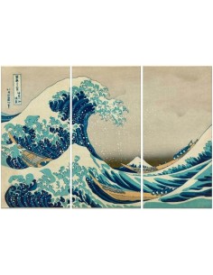 Cuadro Tríptico Gran Ola - Hokusai